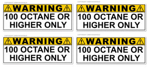 x4 - 100 Octane or Higher Gas Gasoline Fuel Tank Warning Label Vinyl Sticker Decal 3" - OwnTheAvenue