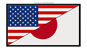 USA American Japan Japanese World Flag Country Vinyl Sticker Decal 3.5" - OwnTheAvenue