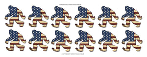 x12 Bigfoot USA American Flag Vintage Style Car Truck Bumper Sticker Decals 2"