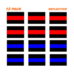 Reflective Thin Red and Blue Line License Plate Decals Stickers Police Fire EMT