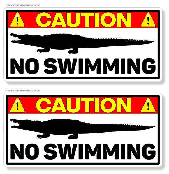 x2 Caution Warning No Swimming Alligator Danger Safety Crocodile Sticker Decals 5