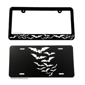 x2 Bats Flying Goth Halloween Spooky Horror Vampire V01 License Plate Frame