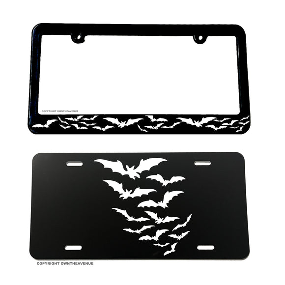 x2 Bats Flying Goth Halloween Spooky Horror Vampire V01 License Plate Frame