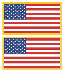 x2 American Flag Gold Border USA America US Flags Sticker Decals 4" Each - OwnTheAvenue