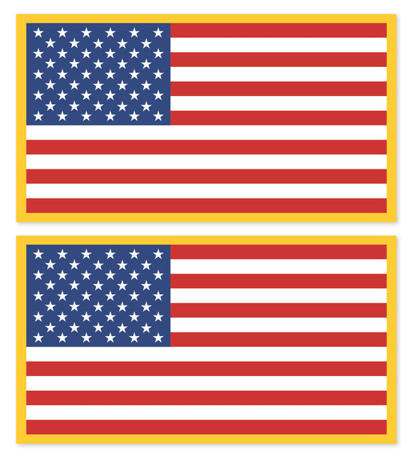 x2 American Flag Gold Border USA America US Flags Sticker Decals 4