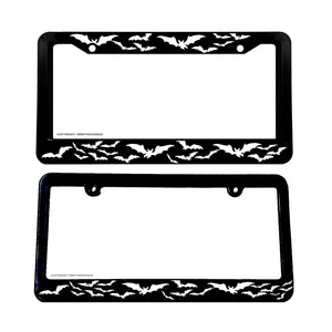 x2 Bats Flying Goth Halloween Spooky Horror Vampire License Plate Frame