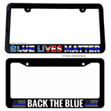 x2 Back The Blue Support Police Car Truck Auto License Plate Frames