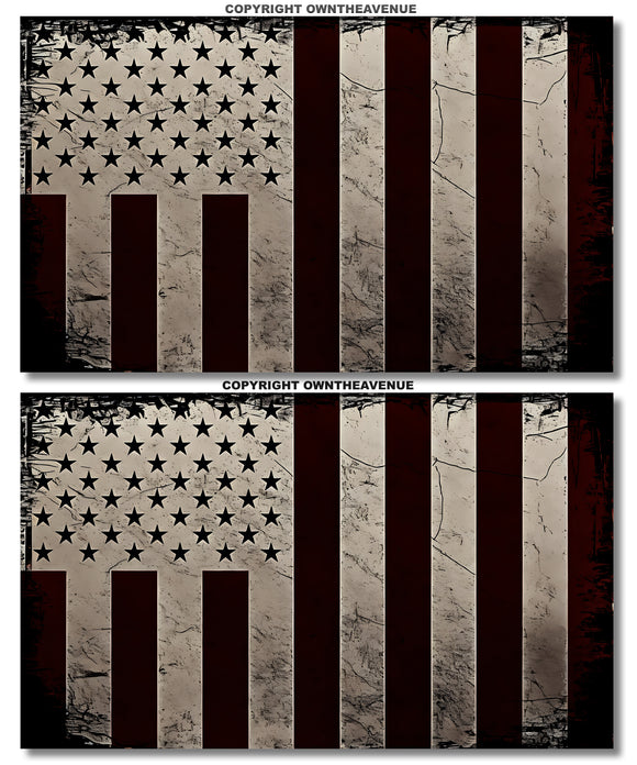 x2 US USA Civil Peace Flag 50 Star Grunge Vintage Style Decal Stickers 3.5