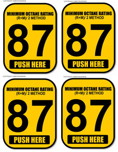 x4 - 87 Octane Gas Pump Button Label Vinyl Sticker Gasoline Petrol Decal 2"x2.5" - OwnTheAvenue