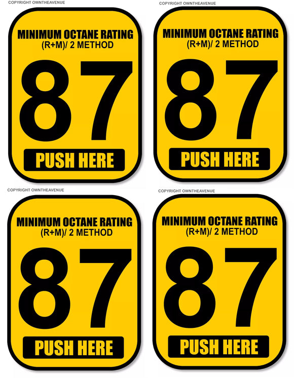 x4 - 87 Octane Gas Pump Button Label Vinyl Sticker Gasoline Petrol Decal 2