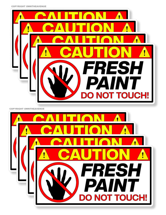 x8 / Eight Pack - Caution Wet Fresh Paint Safety Vinyl Sticker Decals 4