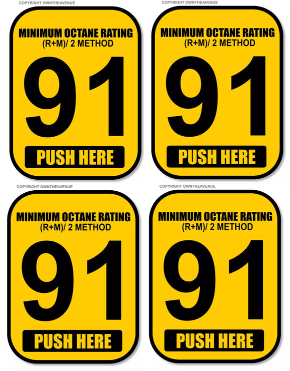 x4 - 91 Octane Gas Pump Button Label Vinyl Sticker Gasoline Petrol Decal 2x2.5 Inch - OwnTheAvenue