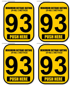 x4 - 93 Octane Gas Pump Button Label Vinyl Sticker Gasoline Petrol Decal 2x2.5 Inch - OwnTheAvenue