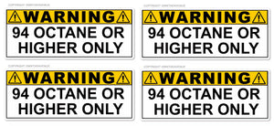 x4 - 94 Octane or Higher Gas Gasoline Fuel Tank Warning Vinyl Sticker Decal 3" - OwnTheAvenue