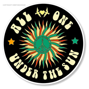 All One Under The Sun Peace Love Groovy Car Truck Laptop Sticker Decal 3.75" - OwnTheAvenue