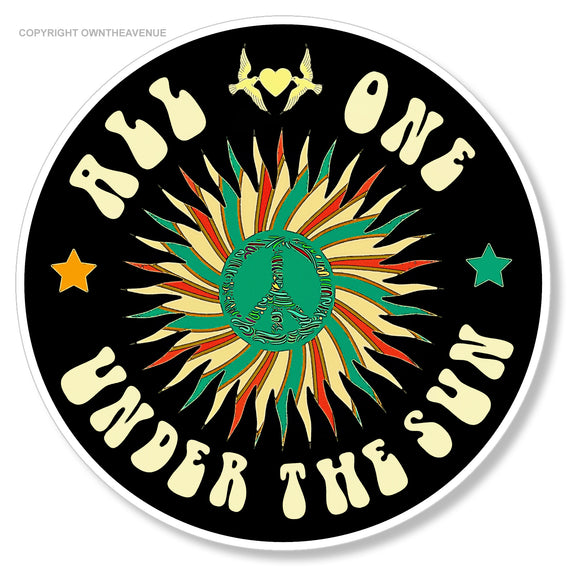 All One Under The Sun Peace Love Groovy Car Truck Laptop Sticker Decal 3.75