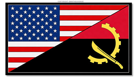 USA American Angola World Flag Country Vinyl Sticker Decal 3.5