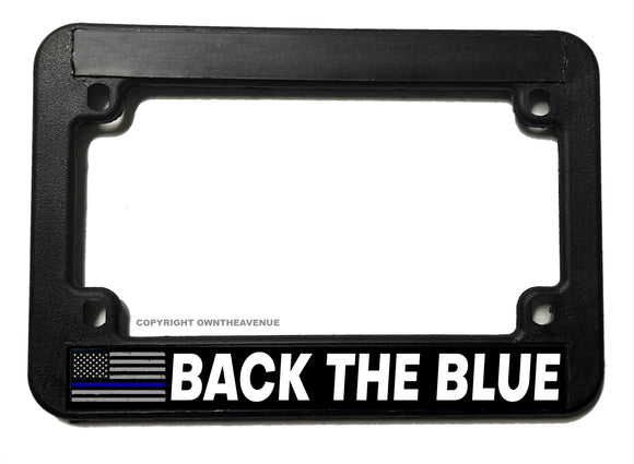 Back The Blue Support Police Blue Color USA Flag Motorcycle License Plate Frame