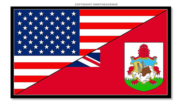 USA American Bermuda World Flag Country Vinyl Sticker Decal 3.5