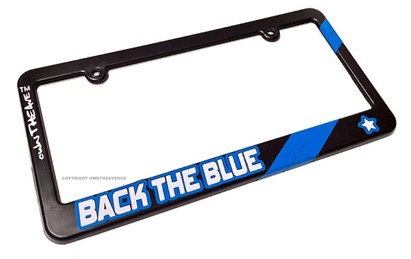 Back The Blue Thin Blue Color Line Stripes Support Police License Plate Frame
