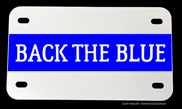 Back The Blue Support Police Reflective Blue Motorcycle Metal License Plate