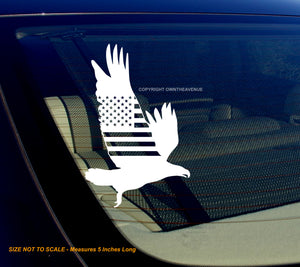 Bald Eagle USA American Flag White Vinyl Car Truck Decal Sticker 5" V01 - OwnTheAvenue