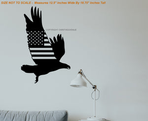 Bald Eagle USA American Flag Wall Decor Decal For Home Office Business 18.75"