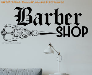 Barber Shop Store Business Indoor Wall Decor Decal Sign - 22" x 8.75" Inches