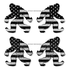 x4 Bigfoot Subdued USA Flag Vintage Style Car Truck Bumper Sticker Decals 4"