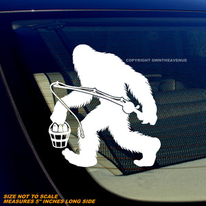 Bigfoot Fishing Fish Funny Humor Hiking Camping Vinyl Decal Sticker 5" Inches