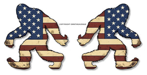 x2 Bigfoot USA American Flag Vintage Style Car Truck Bumper Sticker Decals 4"