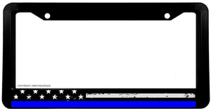 Support Police USA American Flag Blue Color Line Car Truck License Plate Frame