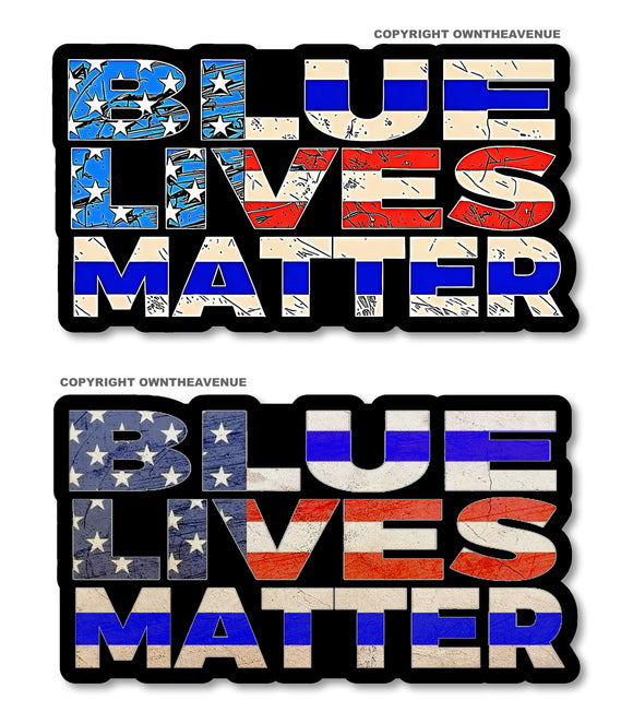 x2 Blue Lives Matter USA American Flag Blue Line Vinyl Sticker Decals 4