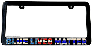 Blue Lives Matter USA Flag Blue Color Support Police V01 License Plate Frame