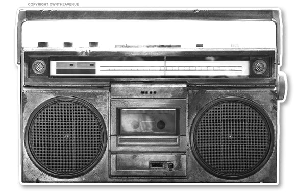 Boombox Hip Hop Music Vintage Grayscale Colors Vinyl Sticker Decal 3.5