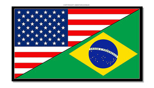 USA American Brazil Brazilian World Flag Country Vinyl Sticker Decal 3.5" - OwnTheAvenue