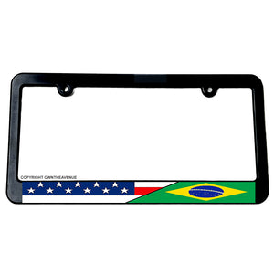 USA American Brazil Brazilian World Flag Country License Plate Frame - OwnTheAvenue