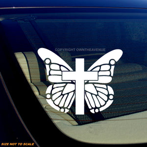 Butterfly Christian Cross Religious Car Truck Bumper Laptop Sticker Decal 4" - OwnTheAvenue