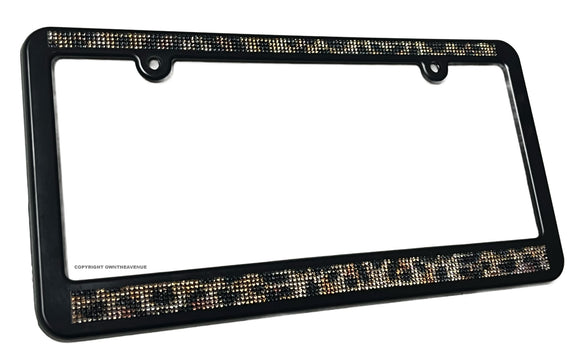 Cheetah Crystal Diamond Bling Rhinestone License Plate Frame - OwnTheAvenue