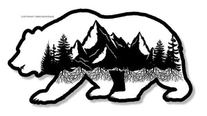 Bear Forest Black Grizzly California Mountains Vinyl Sticker Decal 5" - OwnTheAvenue