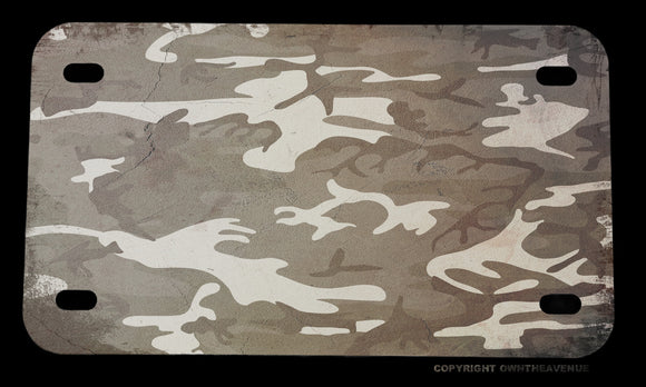Camo Pattern Grayscale Vintage Style Dirt Bike Off Road Motorcycle Metal License Plate