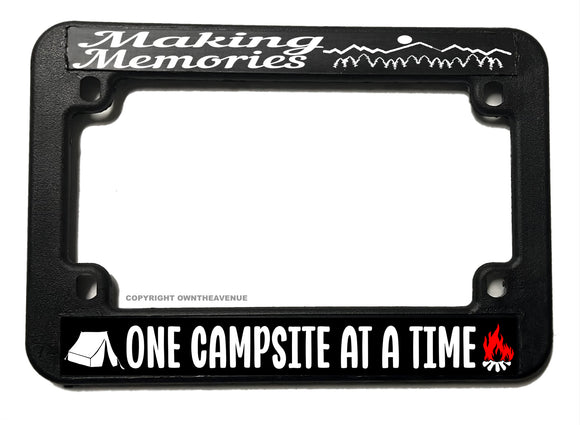 Making Memories Campsite Camping Motorcycle License Plate Frame