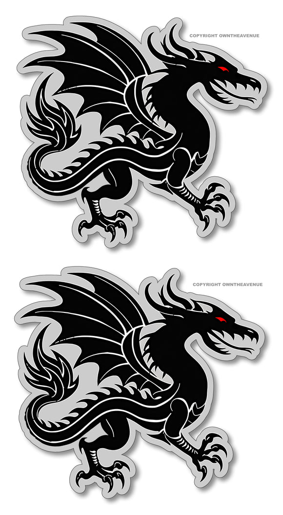 x2 - Car Bike Bumper Chinese Dragon Tattoo Style JDM Vinyl Sticker Decal 3.5