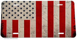 US USA Civil Peace American Flag Grunge Vintage Style License Plate Cover - OwnTheAvenue