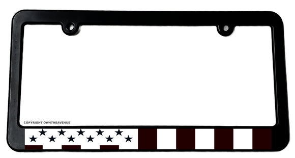 US USA Civil Peace Flag 50 Star Subdue Black & White Art License Plate Frame - OwnTheAvenue