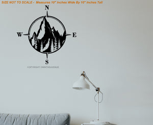 Compass Mountain View Hiking Camping Home Decor Wall Decal 10" V02 - OwnTheAvenue