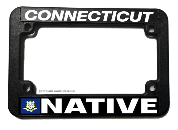 Connecticut Flag Native Motorcycle License Plate Frame