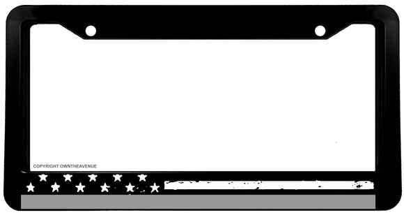 Support Corrections Officers USA American Flag Silver Colored Line License Plate Frame