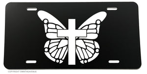 Butterfly Christian Cross Religious Car Truck License Plate Cover - OwnTheAvenue