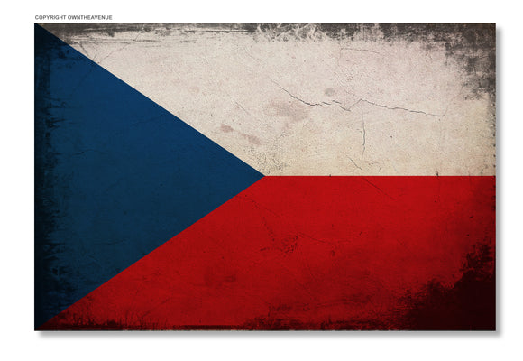 Czech Republic Flag Distressed Tattered Vintage Style Sticker Decal 3.25